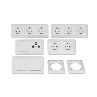 Schalter und Steckdosen Set McPower Cup "Wohnlandschaft", 19-teilig, weiß 