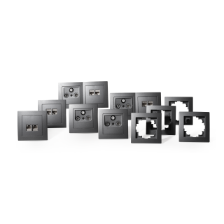 Schalter und Steckdosen Set McPower Flair "Multimedia" 18-teilig, anthrazit 
