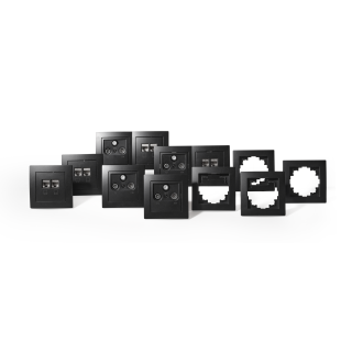 Schalter und Steckdosen Set McPower Flair "Multimedia", matt schwarz, 18-teilig 