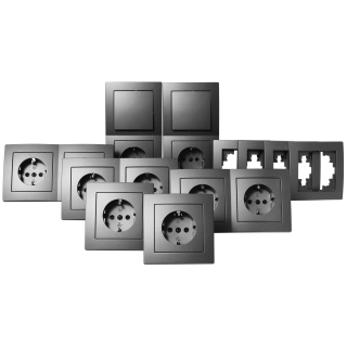 Schalter und Steckdosen Set McPower Flair "Standard Plus" 21-teilig, anthrazit 
