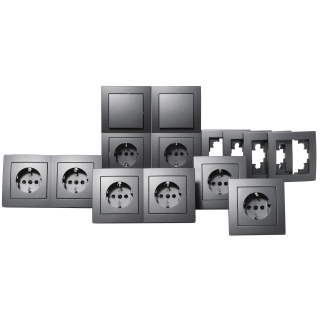 Schalter und Steckdosen Set McPower Flair "Standard" 20-teilig, anthrazit 