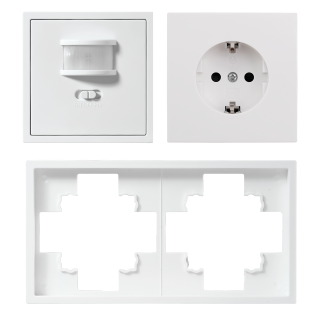 Schalter und Steckdosen Set McPower Shallow "PIR" weiß, 3-teilig 