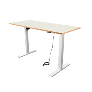 Schreibtisch imstande, 140x80cm HPL-Tischplatte, Platinweiß, Sperrholz 