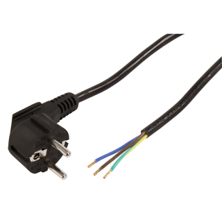 Schutzkontakt Netzkabel McPower mit blanken Enden, 3x 0,75mm², 2m, schwarz 