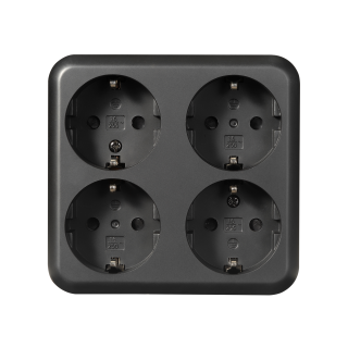 Schutzkontakt-Steckdose 4-fach McPower "Finery" 250V/16A, AP, matt schwarz 