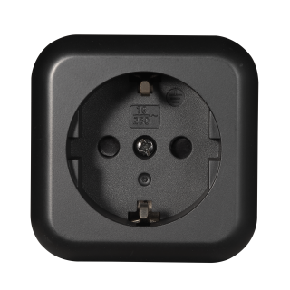 Schutzkontakt-Steckdose McPower "Finery", 250V/16A, Einsteckschutz, matt schwarz 