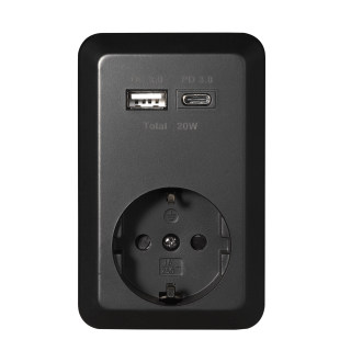 Schutzkontakt-Steckdose McPower "Finery", 250V/16A, 1x USB-C PD20W + 1x USB-A 