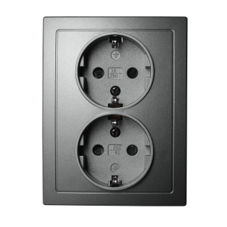 Schutzkontakt-Steckdose McPower "Flair" 2-fach, 250V~/16A, anthrazit 