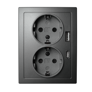 Schutzkontakt-Steckdose McPower "Flair" 2-fach, 250V~/16A, USB-A+C, PD20W 