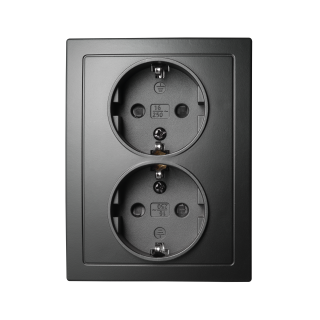 Schutzkontakt-Steckdose McPower "Flair" 2-fach, 250V~/16A, matt schwarz 