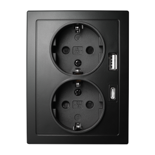Schutzkontakt-Steckdose McPower "Flair" 2-fach, 250V~/16A, USB-A+C, PD20W 