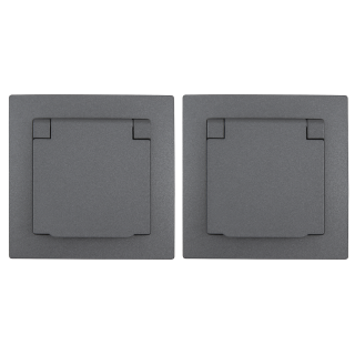Schutzkontakt-Steckdose McPower "Flair", 250V~/16A, UP, IP44, anthrazit,2er-Pack 