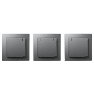 Schutzkontakt-Steckdose McPower "Flair", 250V~/16A, UP, IP44, anthrazit,3er-Pack 