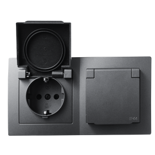 Steckdosen Set McPower Flair "Beginner 2S-IP44", 3-teilig, anthrazit, IP44 