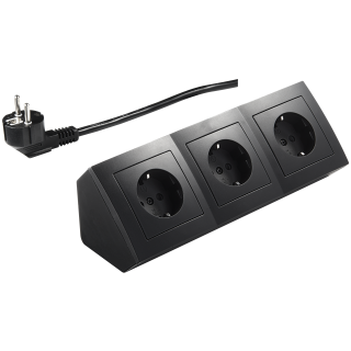 Steckdosenblock McPower "Flair" 250V~/16A, schwarz, 3-fach, 2m Kabel+ Stecker 
