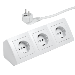 Steckdosenblock McPower "Flair" 250V~/16A, weiß, 3-fach, 2m Kabel und Stecker 