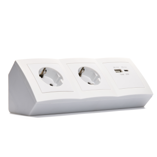 Steckdosenblock McPower "Flair" Aufbau, 2-fach Schutzkontakt + 2x USB A+C 