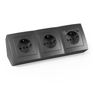 Steckdosenblock McPower "Flair" anthrazit, 3-fach Schutzkontakt + USB-C / USB-A 