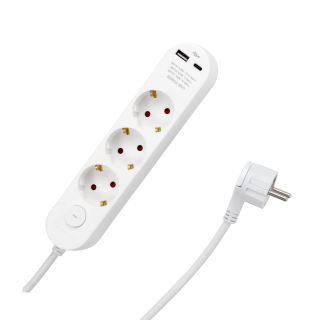 Steckdosenleiste McPower "HK3" 3-fach, USB-C mit PD 20W, 1,5m Zuleitung 