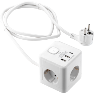 Tischsteckdose McPower "BW-64" 3x Steckdose, 2xUSB-A, 1xUSB-C PD20W 