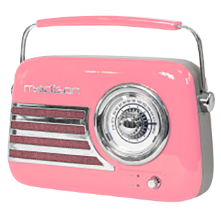 Tragbares Nostalgie Radio "FREESOUND-VR40P" mit Bluetooth, USB & FM 30W, pink 