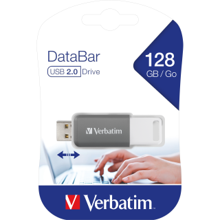 USB 2.0 Stick Verbatim, 128GB, DataBar, grau 