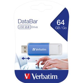 USB 2.0 Stick Verbatim, 64GB, DataBar, blau 