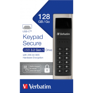 USB 3.2 Stick Verbatim, 128GB, Secure, Keypad, AES-256-Bit 