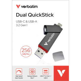 USB 3.2 Stick Verbatim, 256GB, Dual, QuickStick 