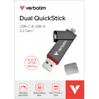 USB 3.2 Stick Verbatim, 512GB, Dual, QuickStick 