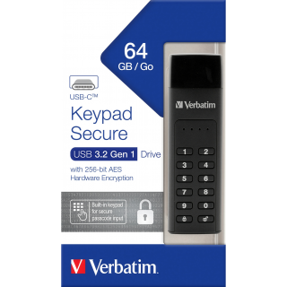 USB 3.2 Stick Verbatim, 64GB, Secure, Keypad, AES-256-Bit 