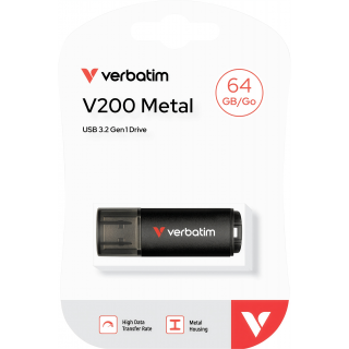 USB 3.2 Stick Verbatim, 64GB, V200 Metal, schwarz 