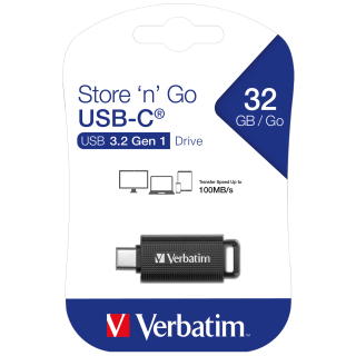 USB-C 3.2 Stick Verbatim, 32GB Speicher, Store 'n' Go, Typ C, Schiebemechanismus 