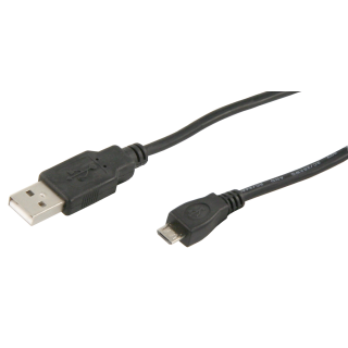 USB-Kabel, 2.0, A-Stecker > Micro B-Stecker, 1,8m, schwarz 