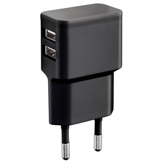 USB Ladegerät, 230V Netzteil, 2x USB-A, max. 5V/2,4A, 12 W 