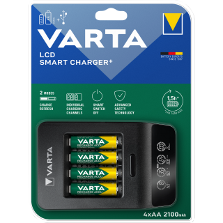 Universal Batterie-Ladegerät VARTA, LCD Smart Charger+, USB, 4x Mignon 