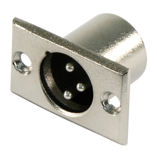 XLR-Einbaustecker, silber Metall, 3-polig 