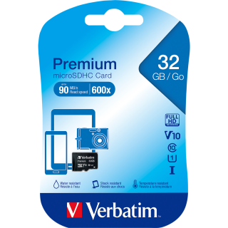 microSDHC Card Verbatim, 32GB, Premium, Class 10, U1 