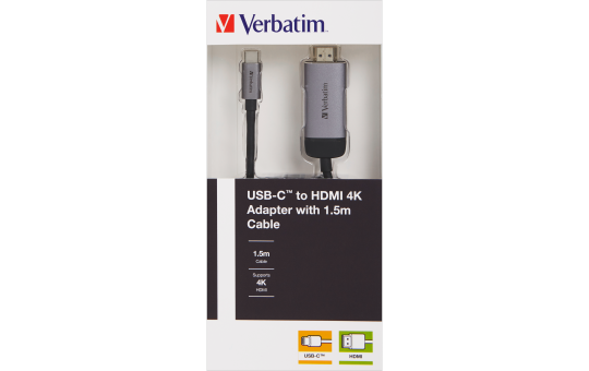 Adapterkabel Verbatim, USB 3.1-C, HDMI 4K, silber-schwarz 