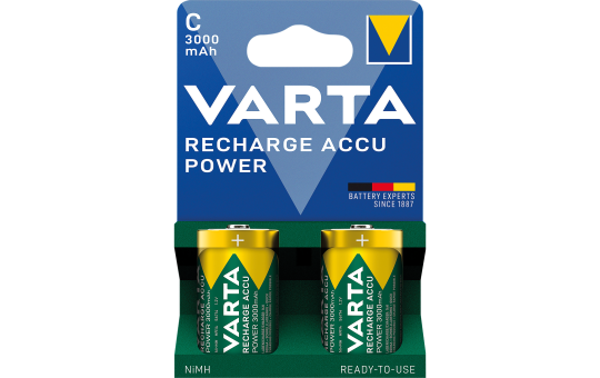 Baby-Akku VARTA, Typ C, NiMH-Akku, HR14, 1,2V/3000mAh, Pre-charged, 2er-Pack 