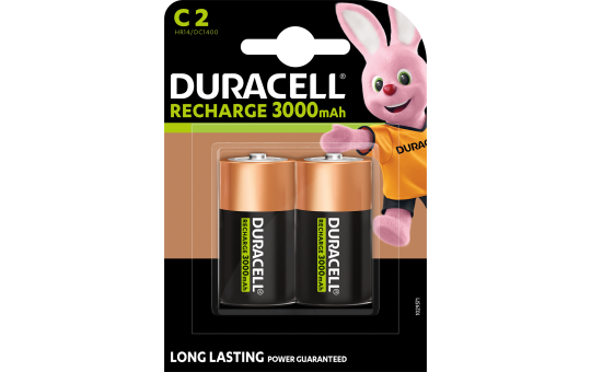 Baby-Batterie NiMH DURACELL, C, HR14, 1.2V/3000mAh, 2er-Pack 
