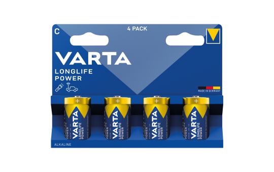 Baby-Batterie VARTA "Longlife Power", Typ C, Alkaline, LR14, 1,5V, 4er-Pack 