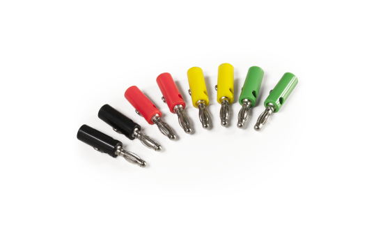 Bananenstecker-Set McPower, 4mm, Querloch, Druckfeder, 4 Farben, 8-teilig 