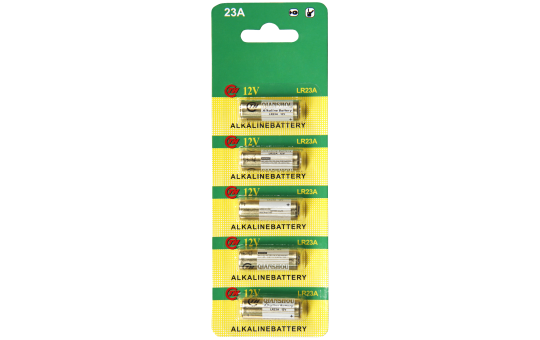 Batterie A23, 12V, 28x10mm, Alkaline, 5er-Blister 