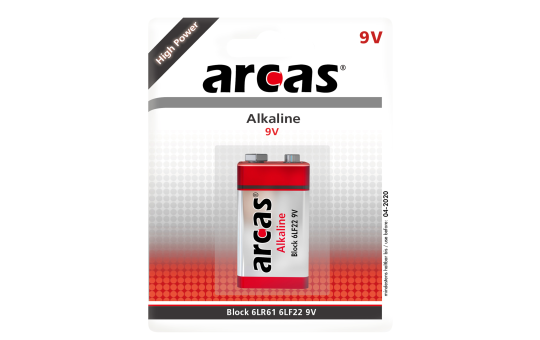 Block-Batterie Alkaline 9V, Typ 6LF22, 1er-Blister 
