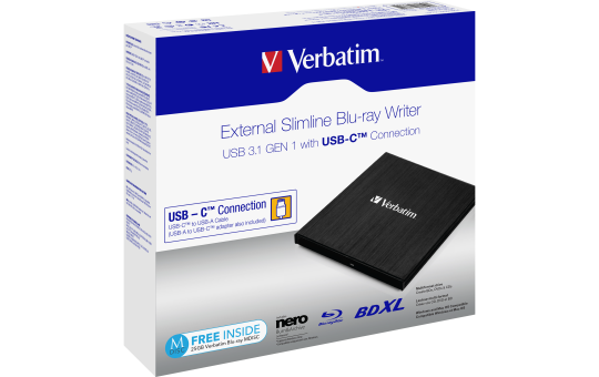 Blu-ray Recorder Verbatim, USB 3.1, A-C, 6x/8x/24x, Slimline 