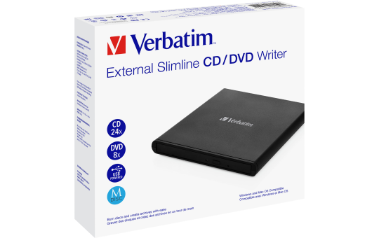 DVD Recorder Verbatim, USB 2.0, 8x/6x/24x, Slimline 