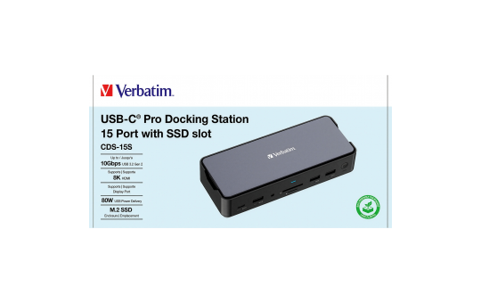 Docking Station Verbatim, USB-C Pro, CDS-15S, 15-Port 
