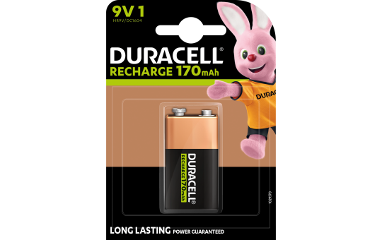 E-Block-Batterie NiMH DURACELL, HR22, 9V/170mAh, 1er-Pack 