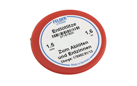 Entlötlitze FELDER, 1,50mm, mit halogenfreiem Flussmittel getränkte Kupferlitze, 1,60m Spule 